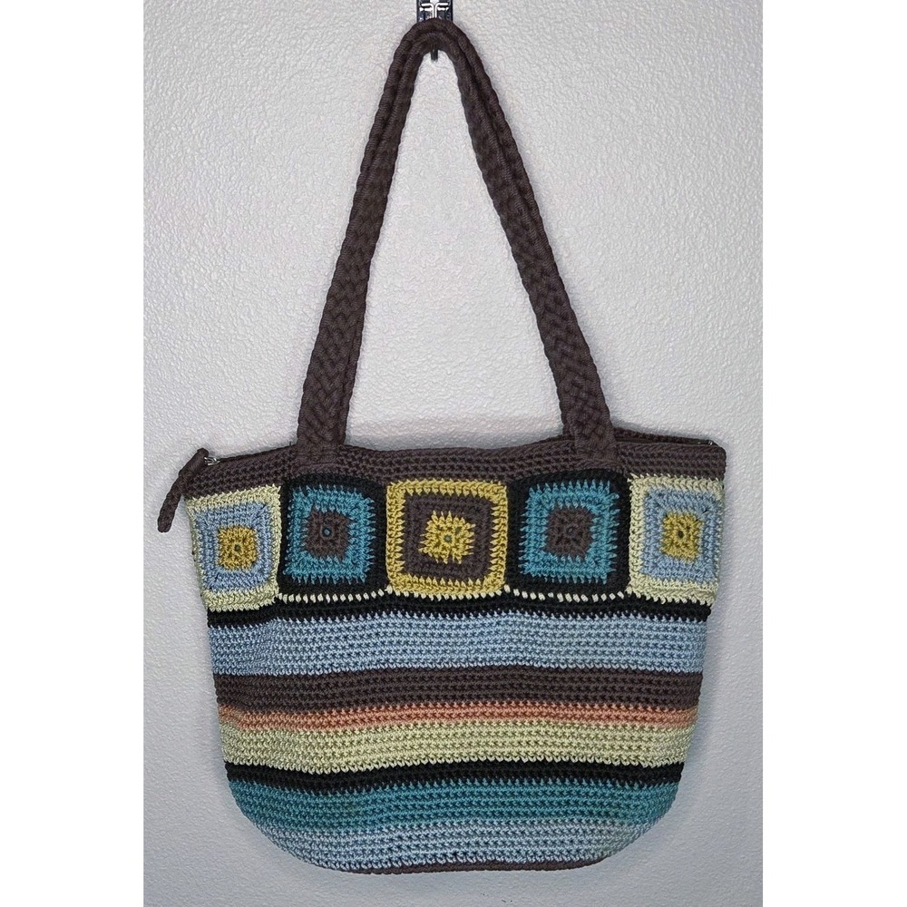 The Sak Kenya Crochet Tote Bag Multicolor Striped Boho Shoulder Bag